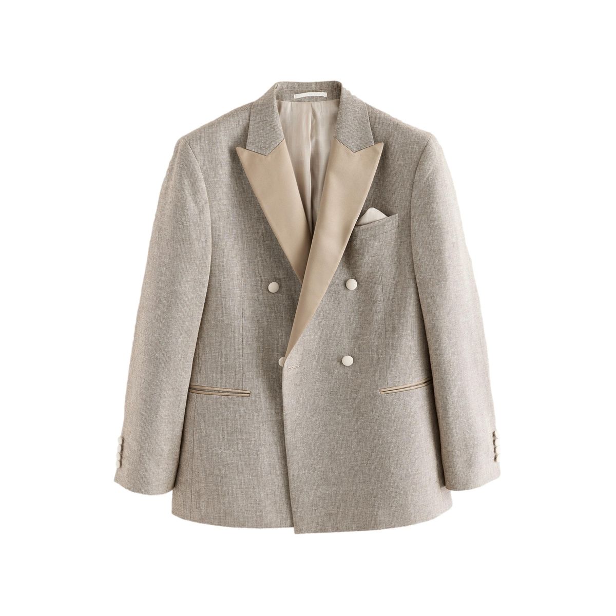 Veste de costume en mélange lin texturé clochette croisée en pierre, NEXT