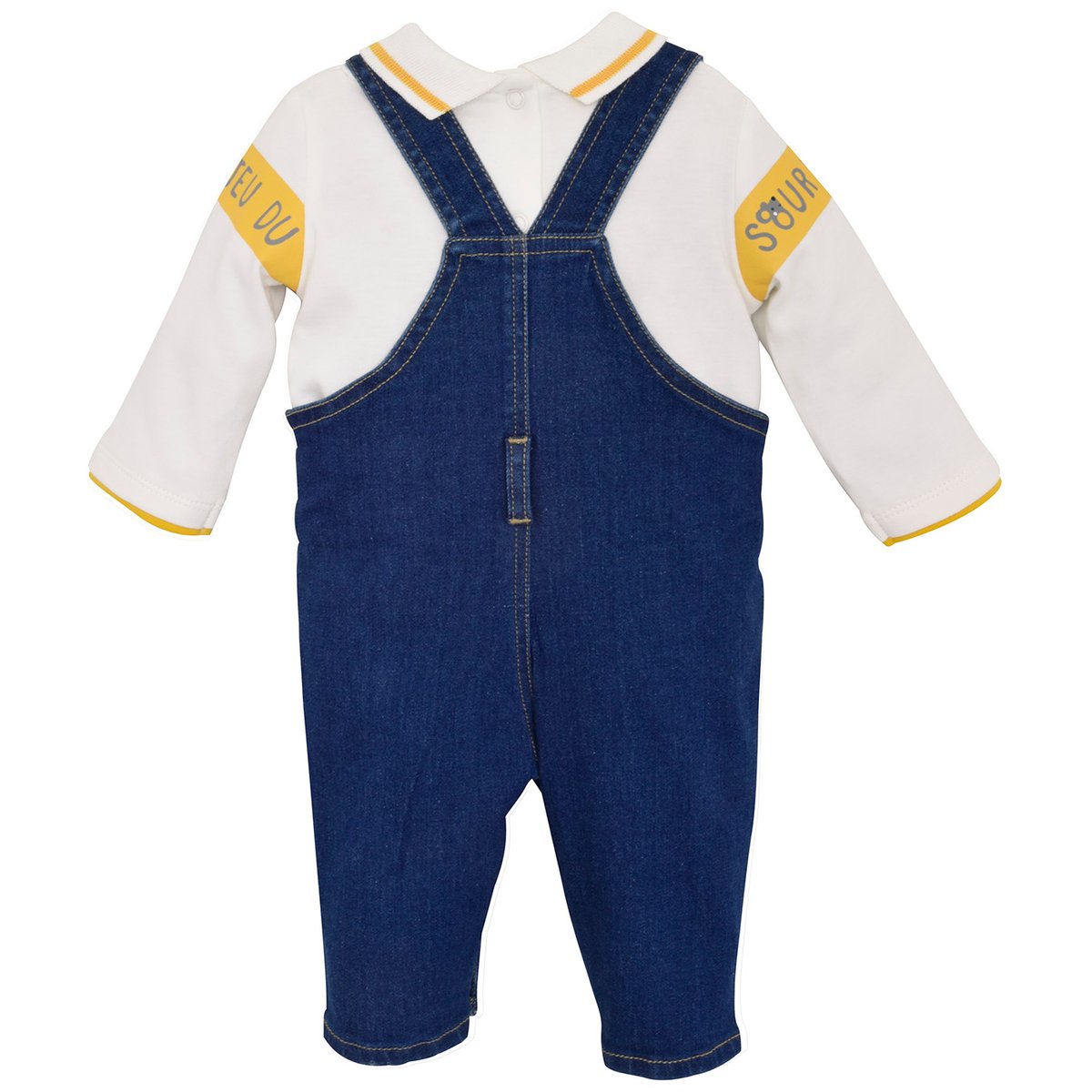 Salopette jean bebe + t-shirt bleu, SUCRE D'ORGE
