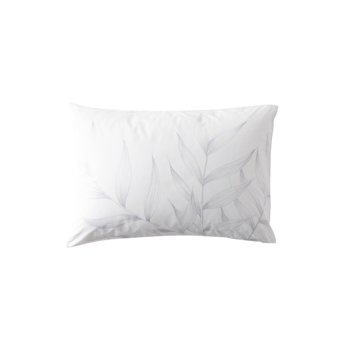 Taie d'oreiller rectangulaire coton CALYPTE imprime, CARRE BLANC