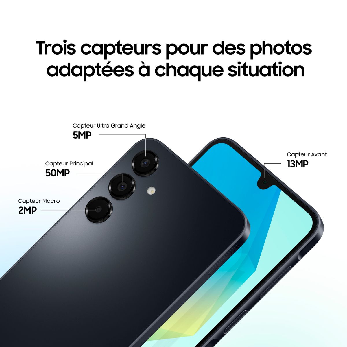 Smartphone Galaxy A16 4G 128Go Bleu nuit couleur unique, SAMSUNG