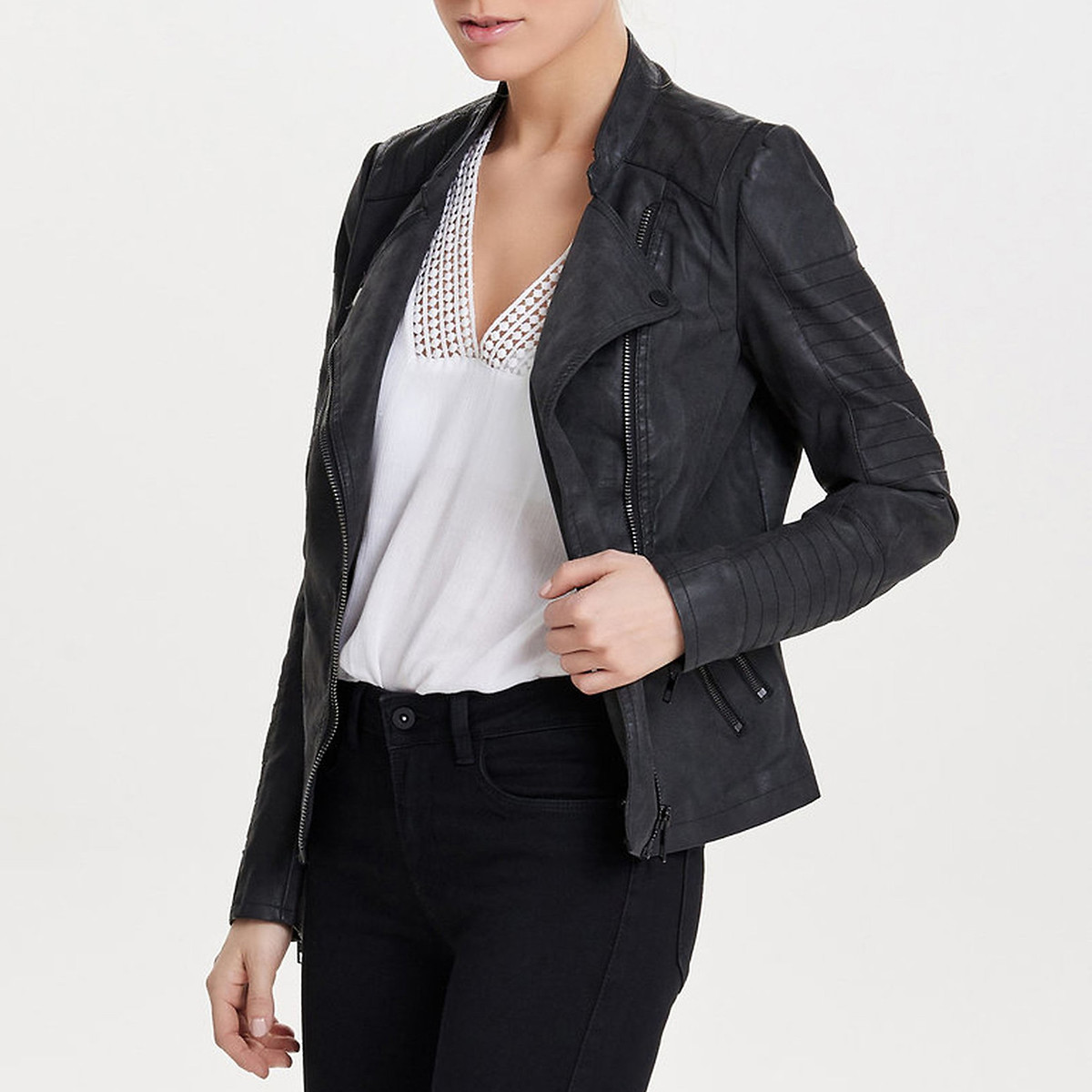 Blouson court fermeture zippée, mi-saison noir, ONLY