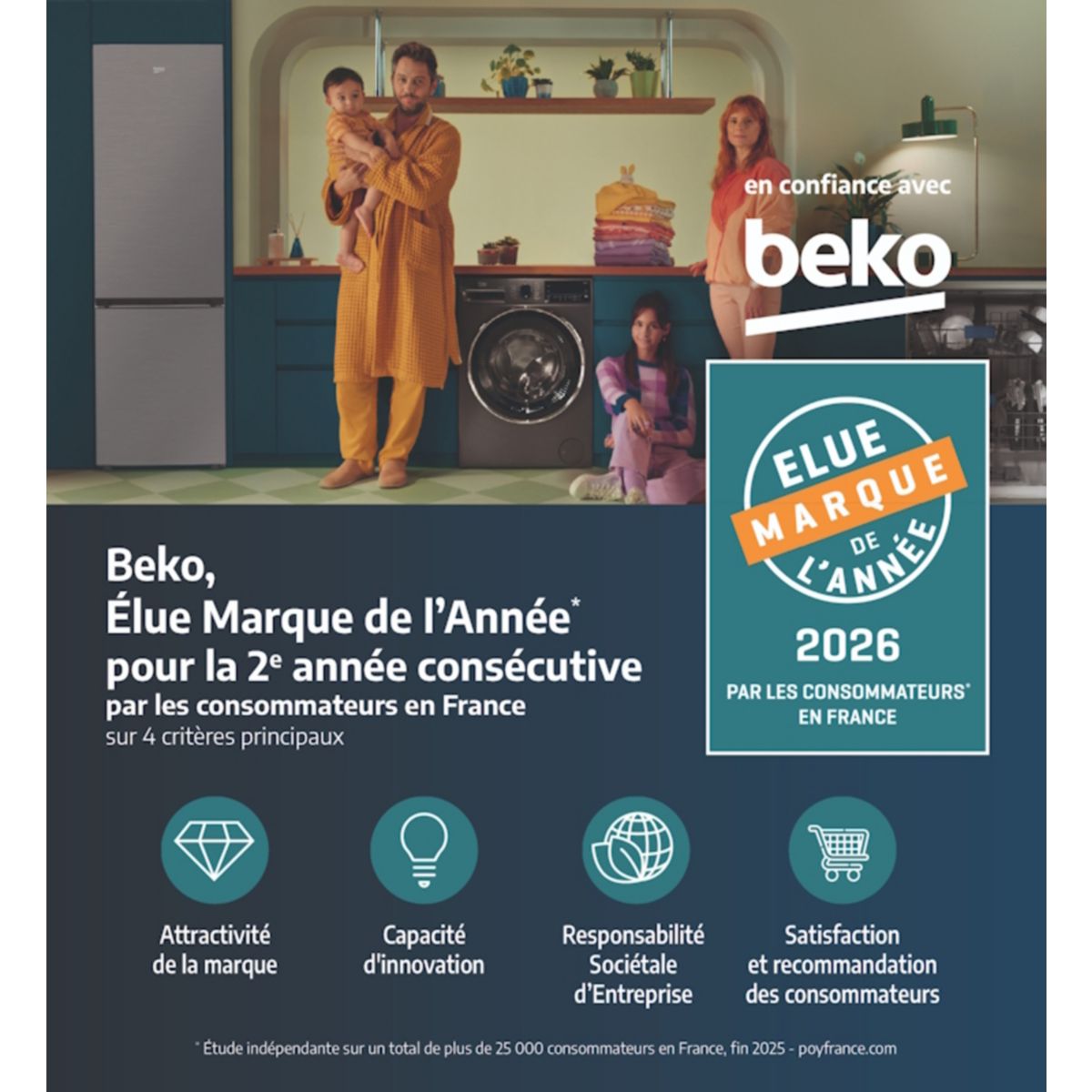 Réfrigérateur combiné encastrable B5BCNA325HS couleur unique, BEKO