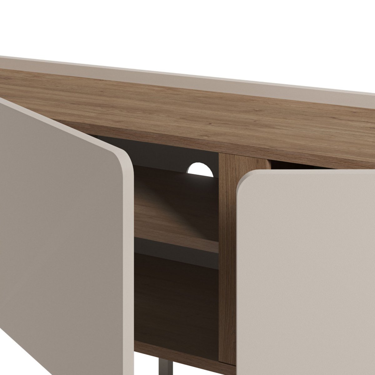 Meuble TV 3 portes en bois et métal L140cm- BOXY beige, DRAWER