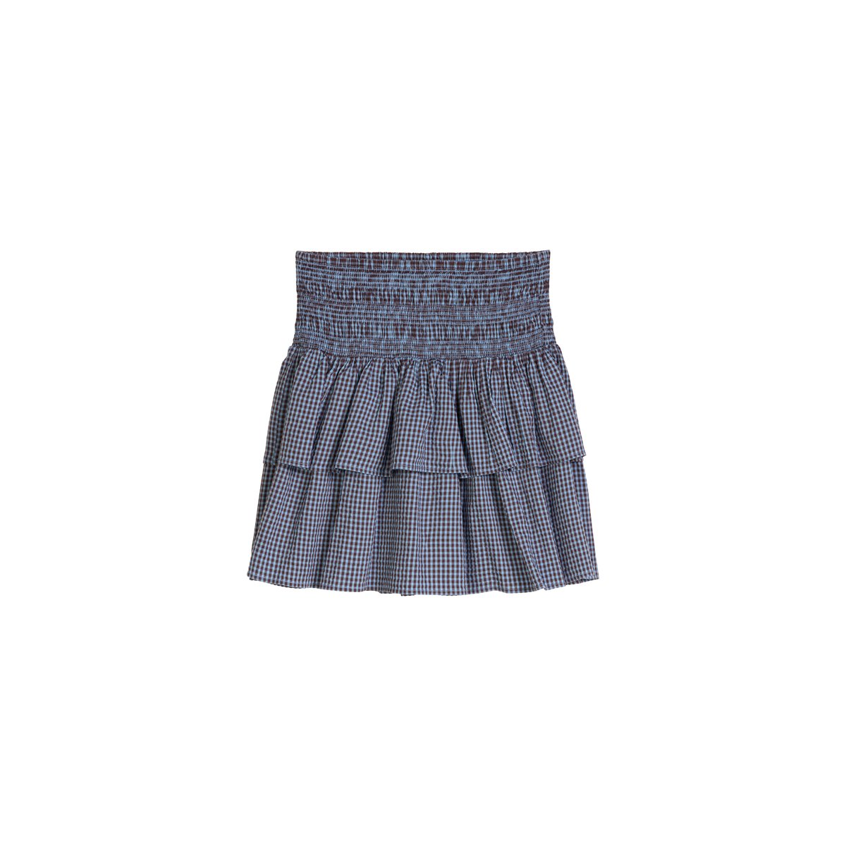 Jupe étagée en seersucker flared en coton mélangé nleu clair, MARC O’POLO DENIM