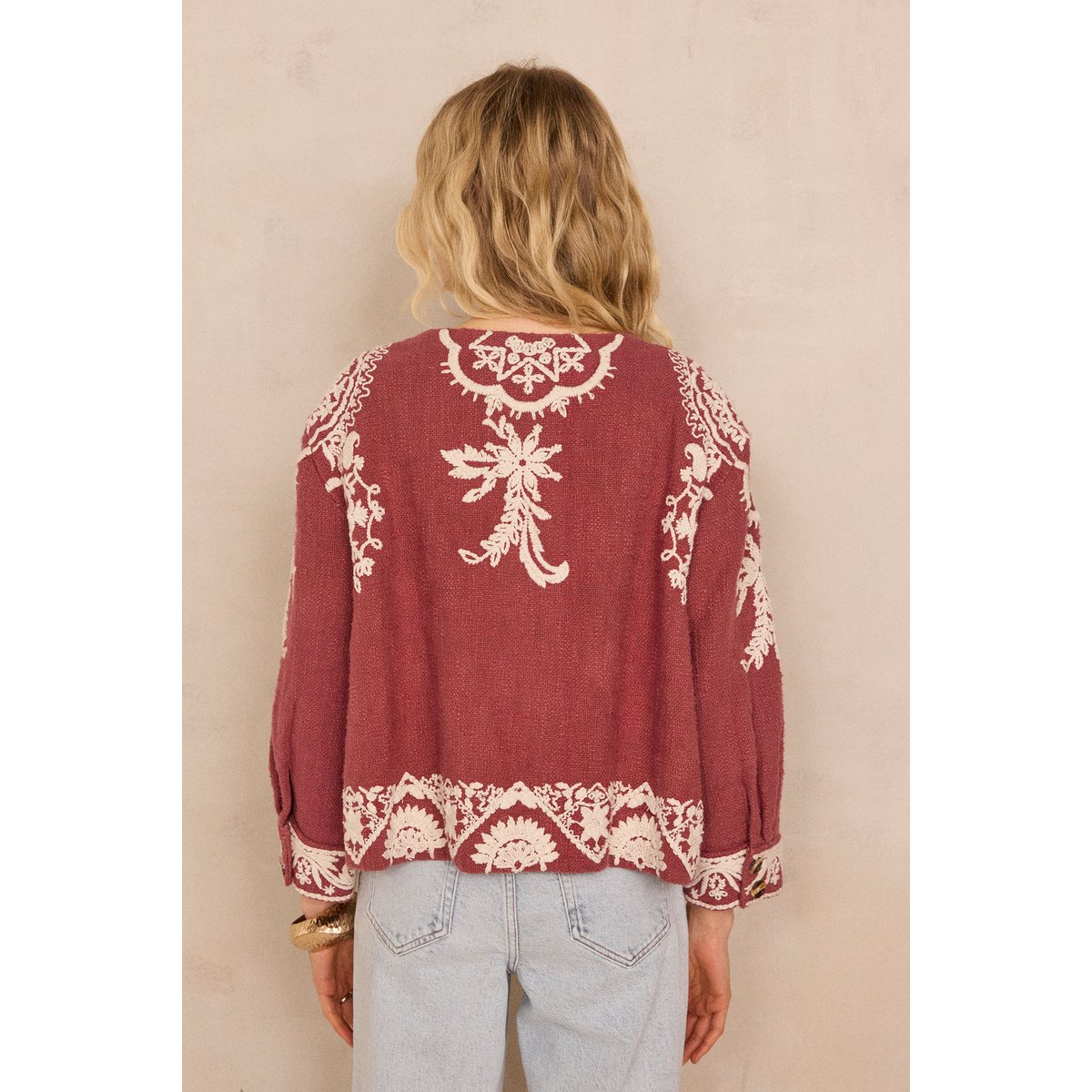 Veste brodée à manches longues en coton VALMA bois de rose, Maison 123