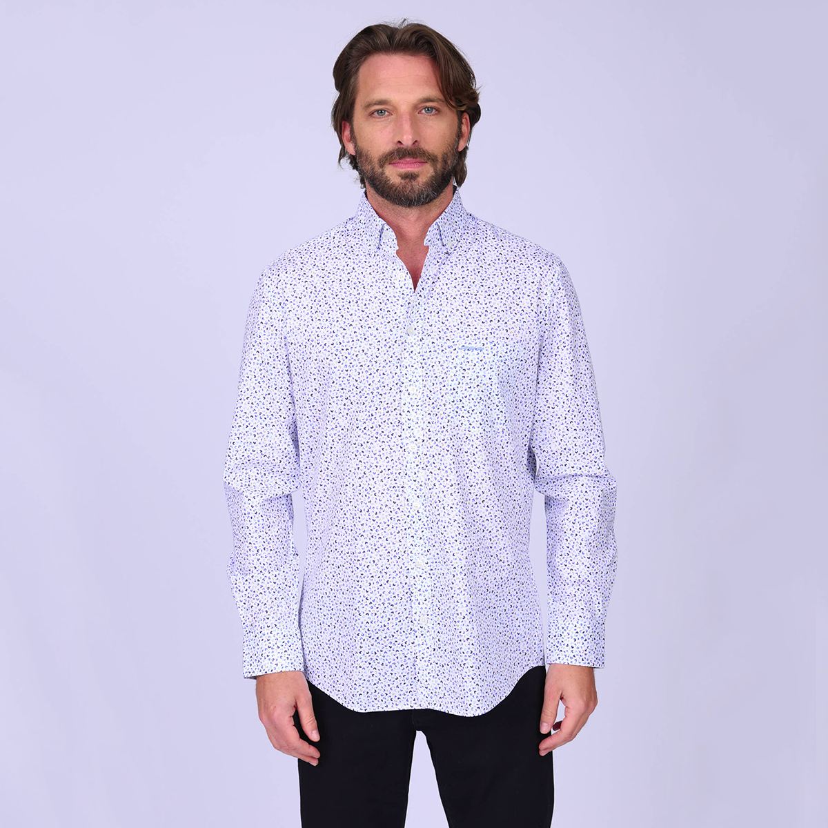 Chemise Easy Care George bleu, MISE AU GREEN