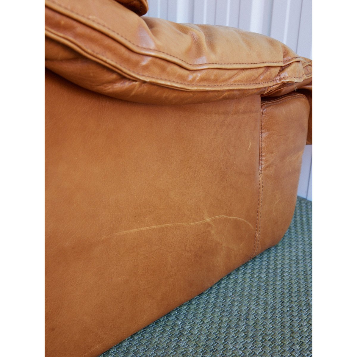 Fauteuil en cuir italien Jakob N°1395 - Bon état marron, DEBONGOUT