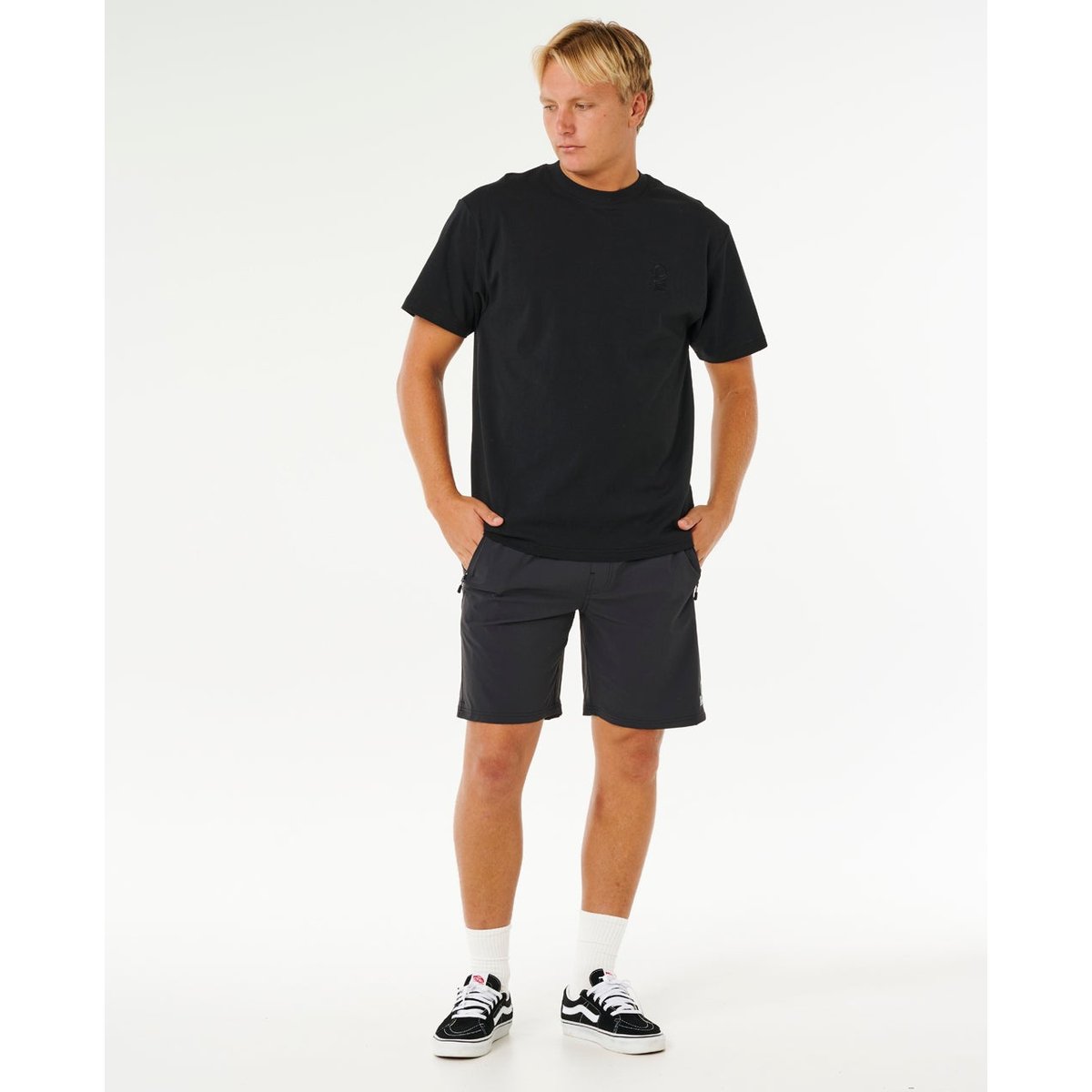 T-shirt SEARCH EMBROIDERY TEE noir, RIP CURL