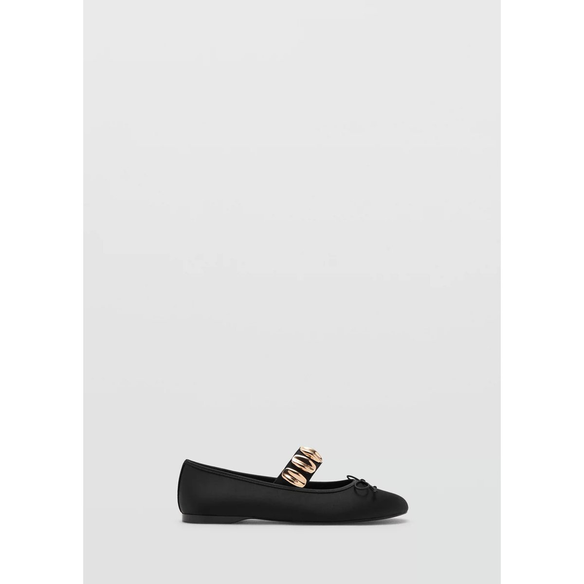 Ballerine avec bride à appliques métalliques noir, MANGO