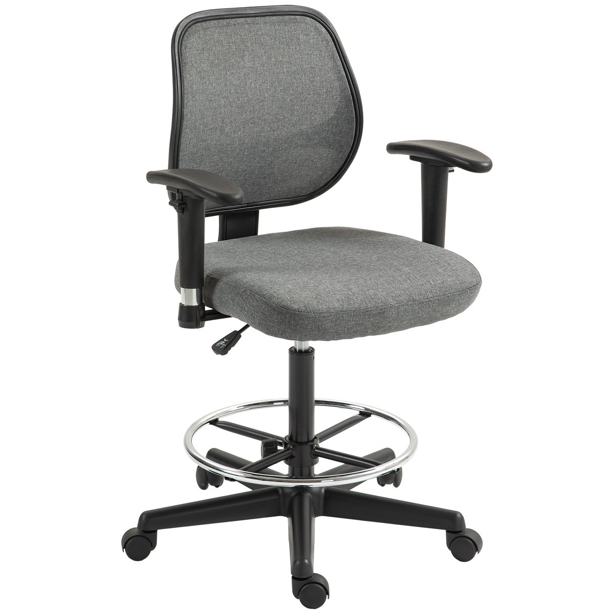 Chaise de bureau pour poste de travail debout gris, HOMCOM