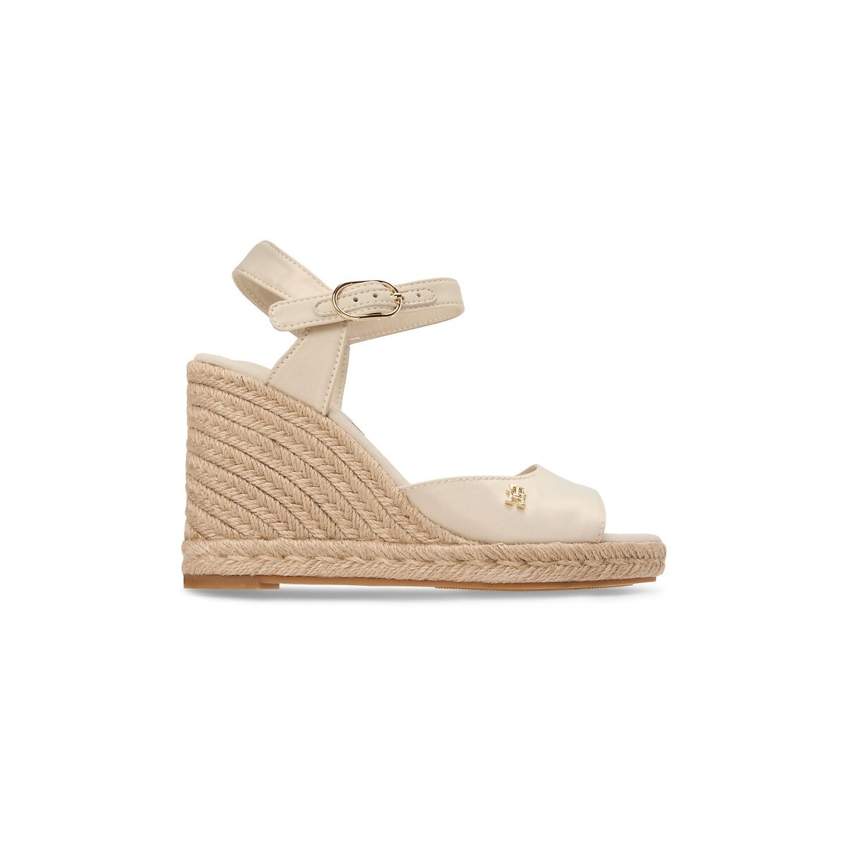 Sandales compensées en satin ecru, TOMMY HILFIGER