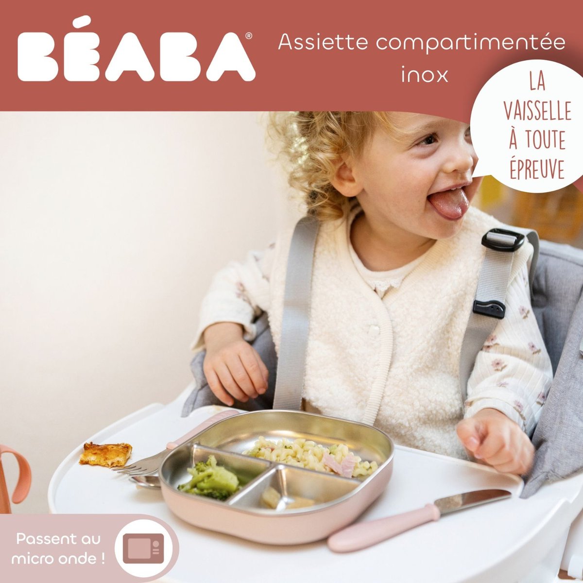Assiette compartimentée barbe à papa, BEABA
