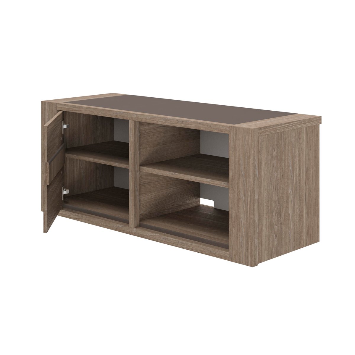 Meuble tv 1 porte reed avec 2 tablettes 140cm beige, GAMI
