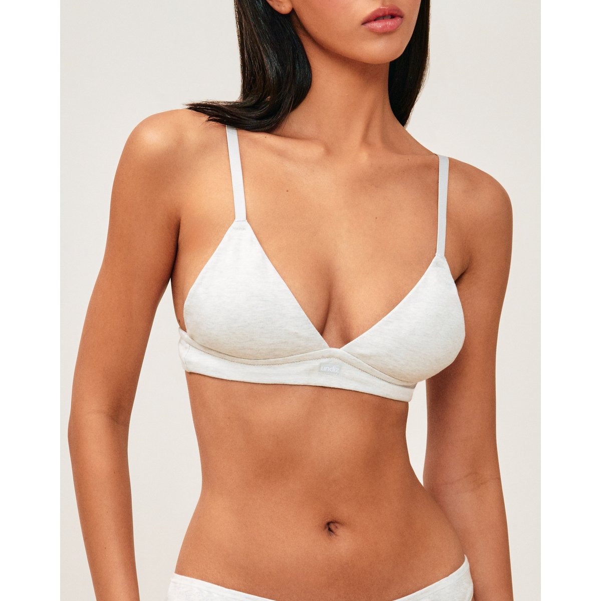 Soutien-gorge triangle ampliforme en coton COTONIZ gris clair, UNDIZ
