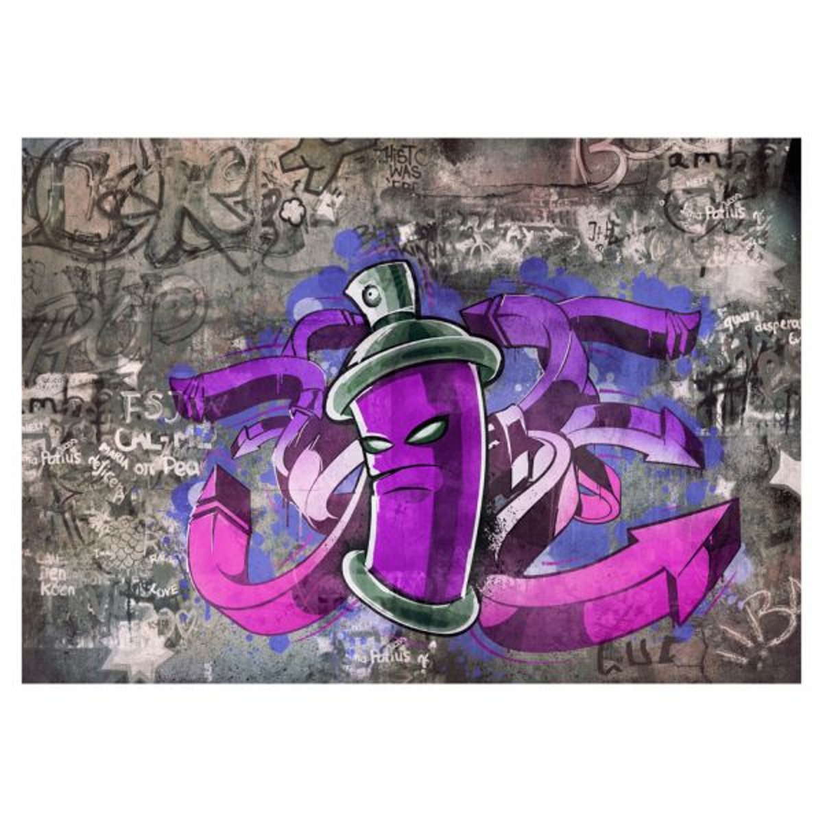 Papier peint intissé panoramique Street art Graffiti spray can gris / argent, EDEN