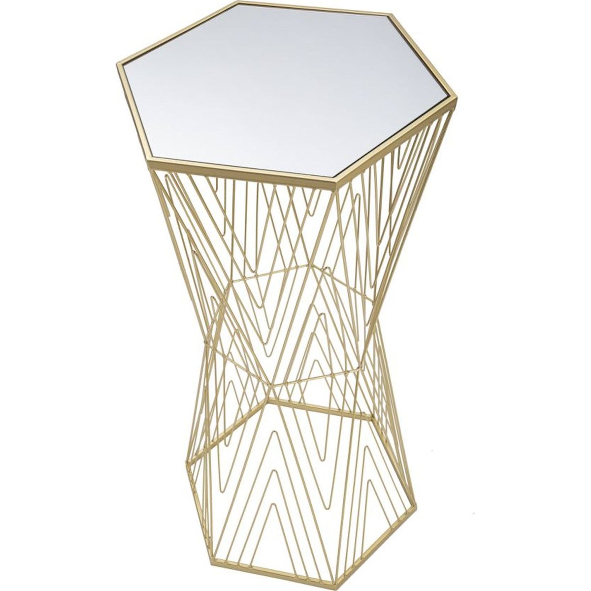 Table hexagonale en fer plateau miroir GLAM doré, RECOLLECTION