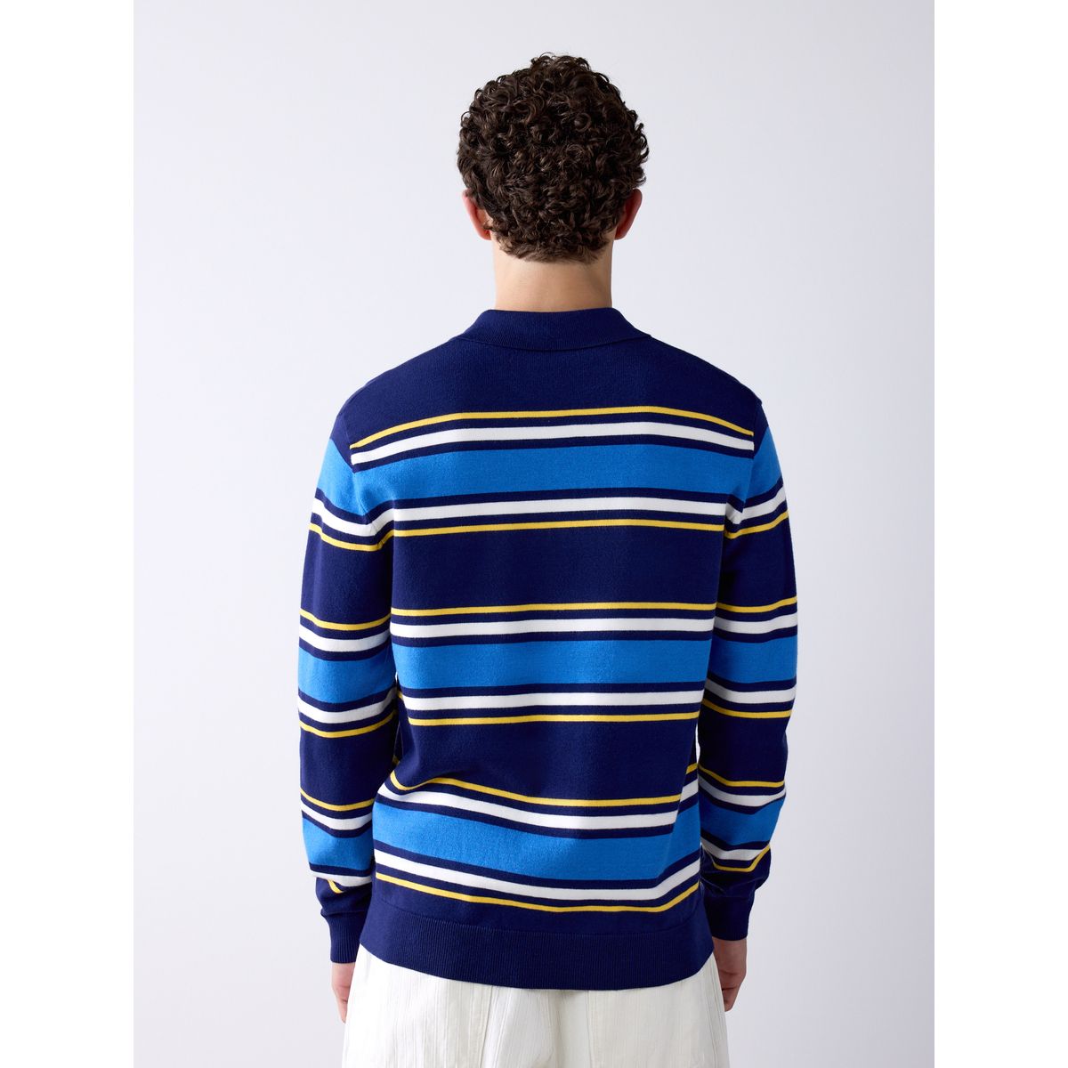 Polo de rugby en maille à rayures bleu, NEXT