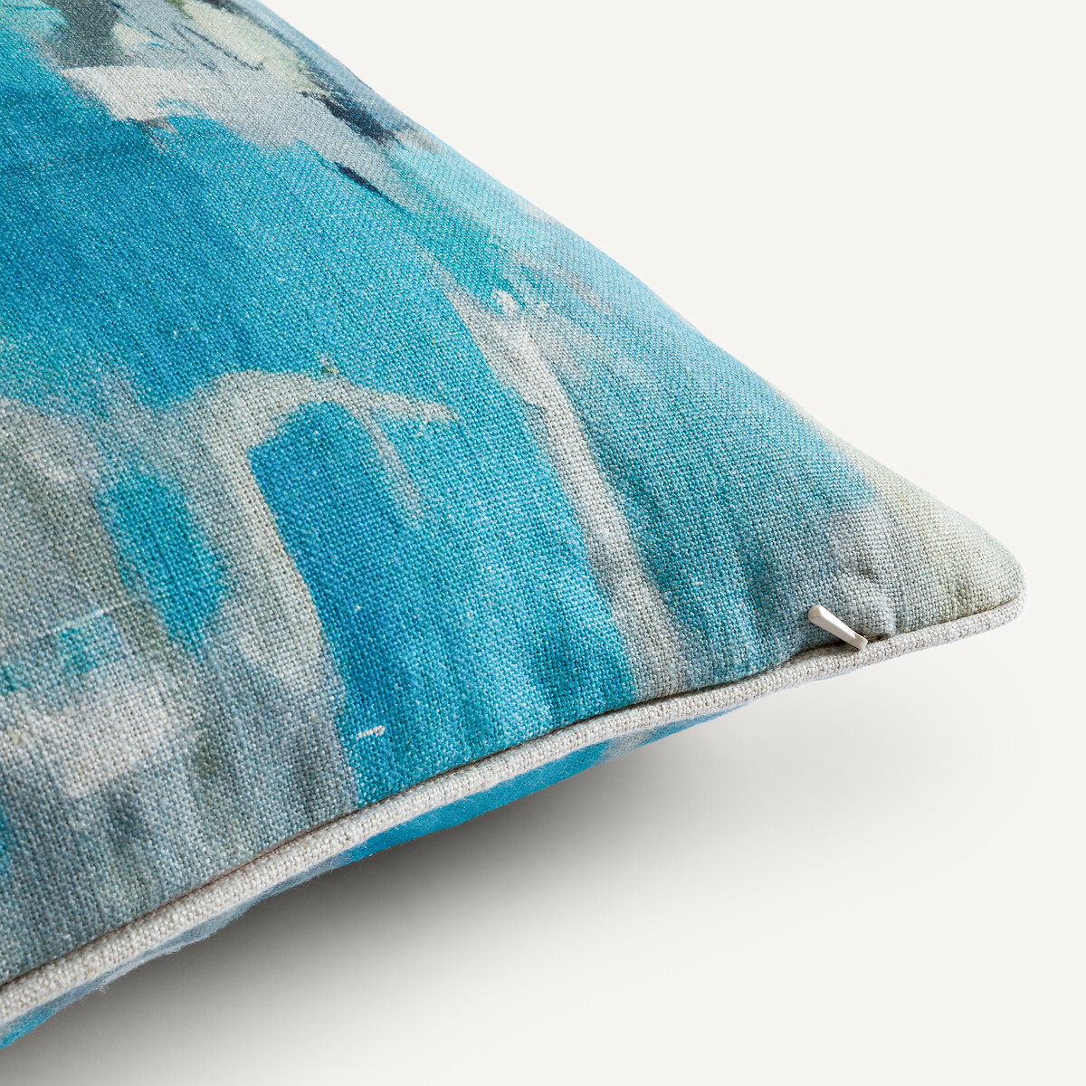 Thian Printed Linen Cushion Cover blue watercolour, AM.PM