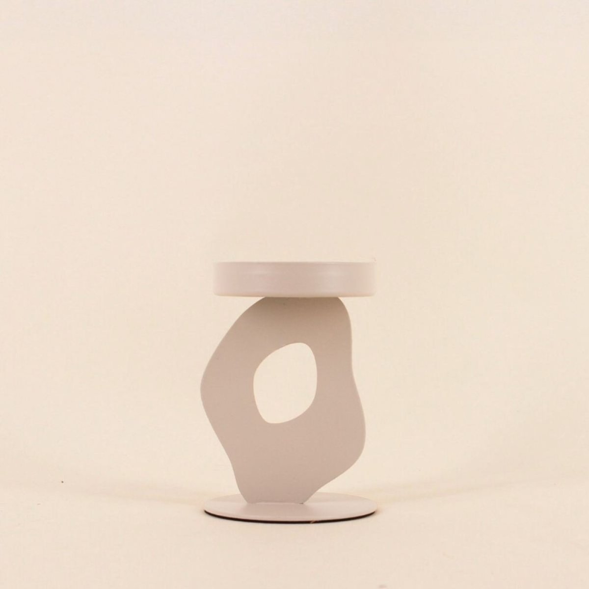 Bougeoir métal organique 13cm beige, ORNAMI