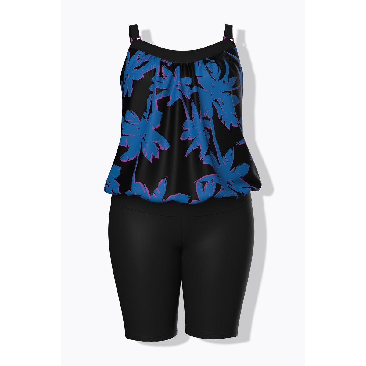 Tankini avec short, motif palmiers noir, ULLA POPKEN