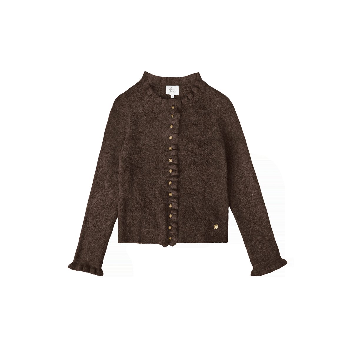 Gilet col rond uni MUDYA 16-marron, LA PETITE ETOILE