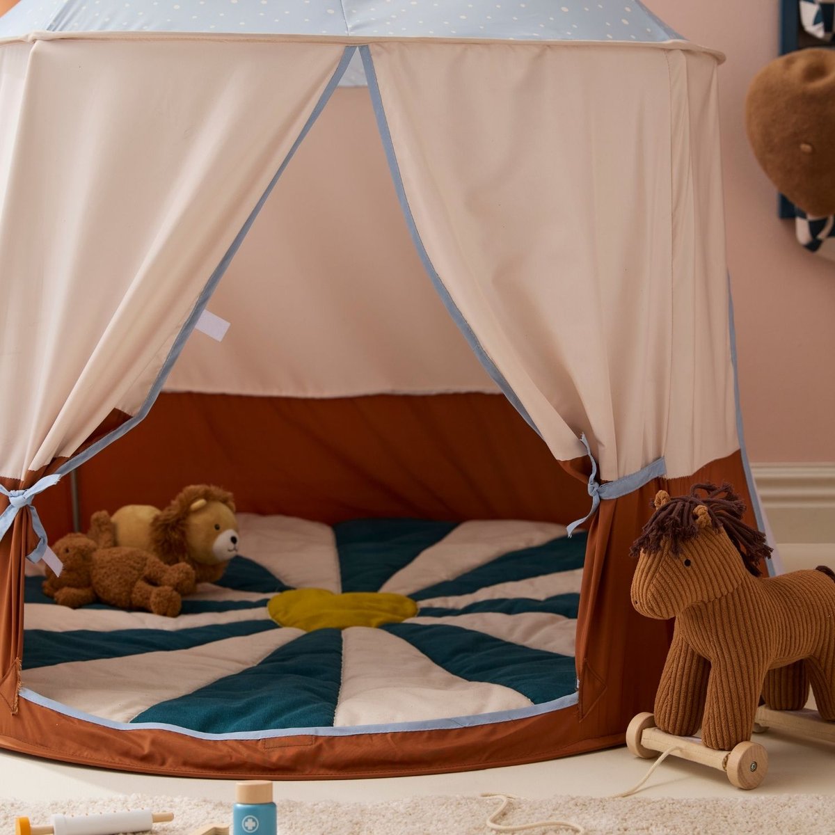 Tente de jeu bleu, écru, marron, KID'S CONCEPT
