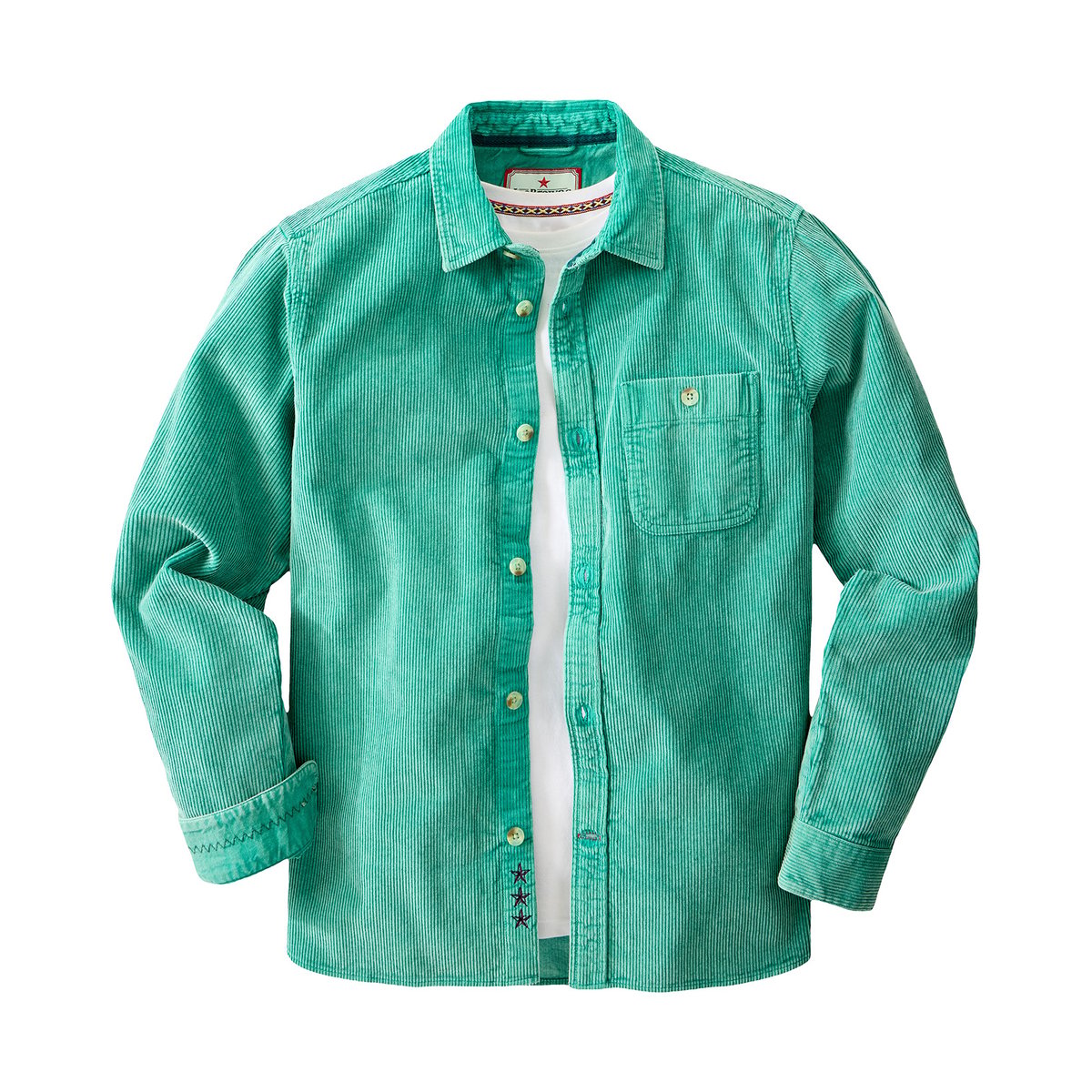 Chemise en Velours Côtelé Délavé à l'Acide vert, JOE BROWNS