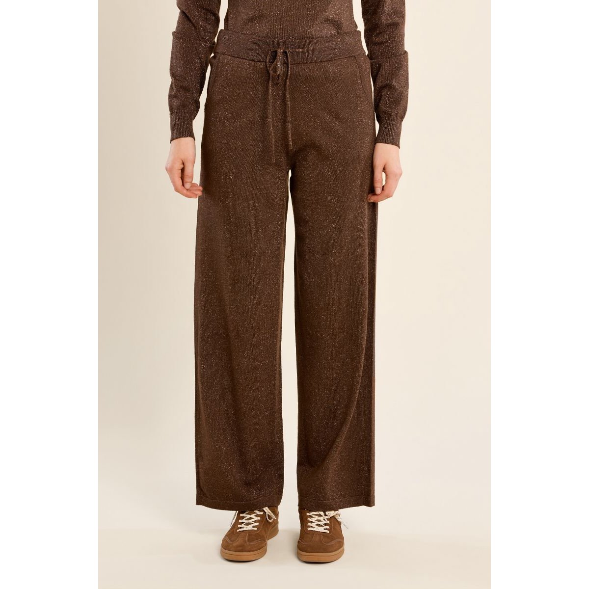 Pantalon style jogger, à nouer chocolate, MOLLY BRACKEN