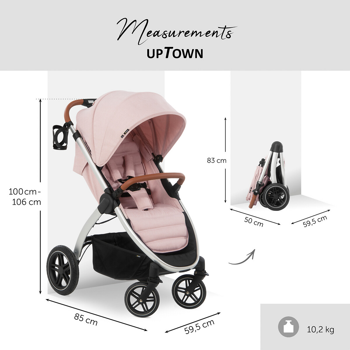 Uptown Adjustable Stroller rose petal, HAUCK