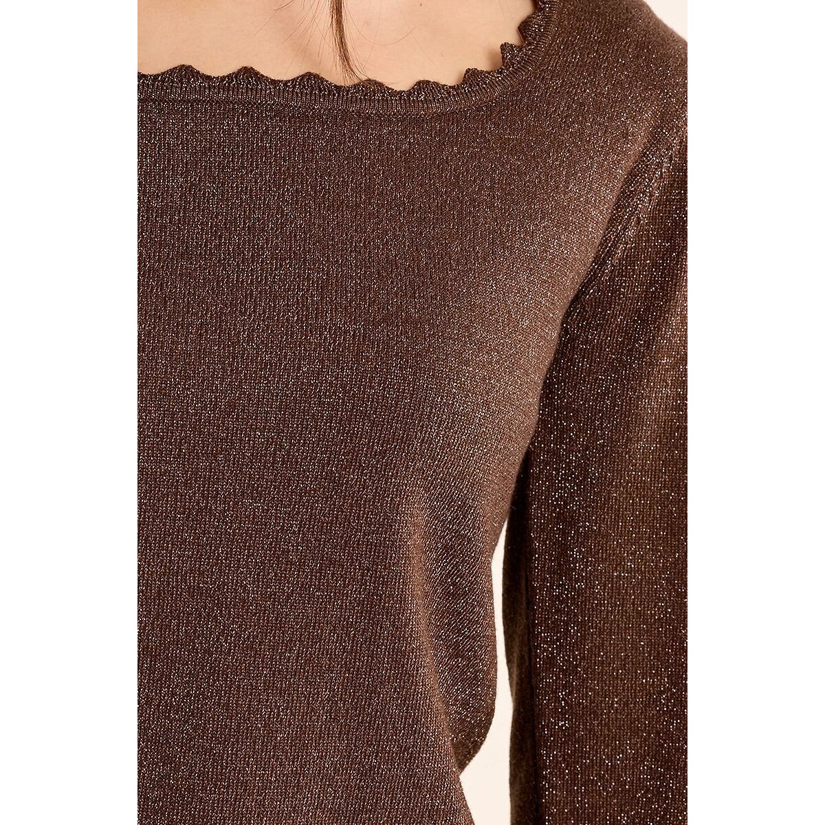 Pull col rond marron chocolat, MOLLY BRACKEN