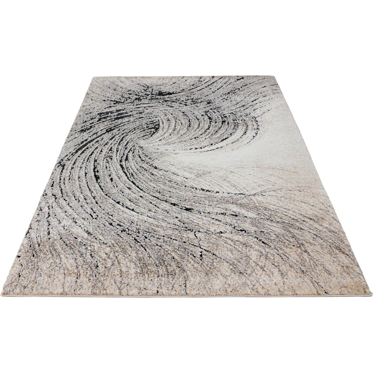 Tapis à motif marbré, Poil court, Dos jute gris clair effet marbré beige noir, ARTE ESPINA