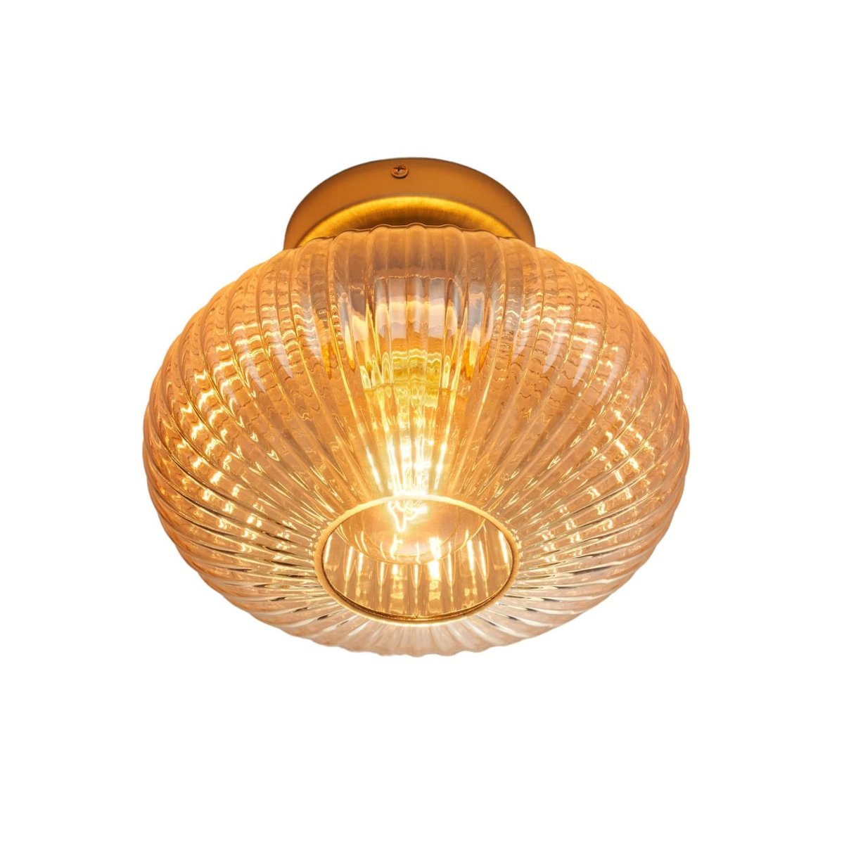 Applique ou spot en verre strié - AMBRINE ambré et doré, KOSILUM