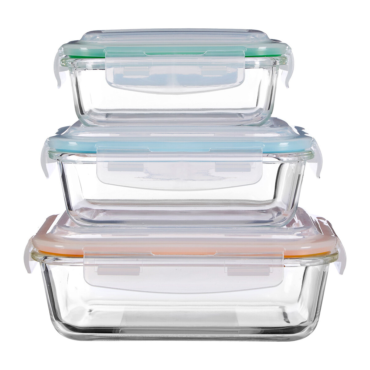 Set of 3 Glass Food Storage Containers transparent, SO'HOME