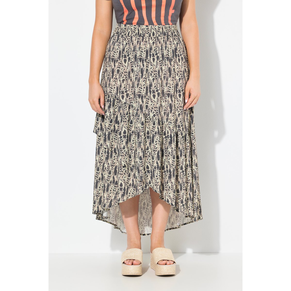 Jupe maxi imprimée. Coutures fantaisie menthe clair, ULLA POPKEN