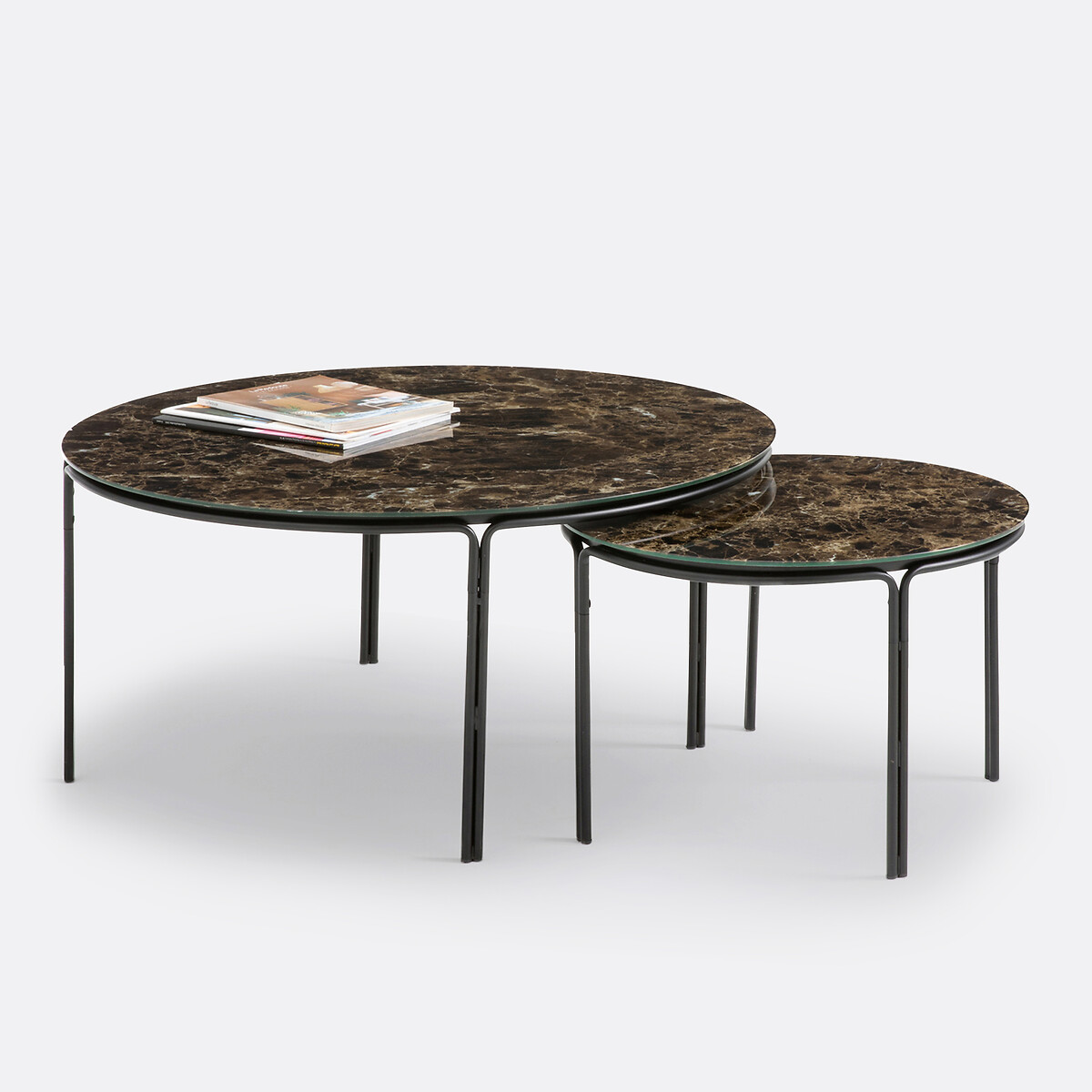 Set of 2 Chici Round Marble Effect Coffee Tables marble, LA REDOUTE INTERIEURS