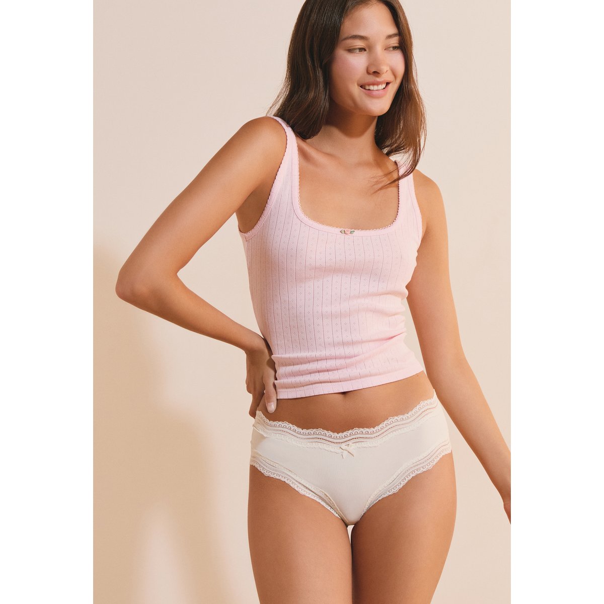 Shorty bords dentelle en microfibre SOUL blanc, ETAM