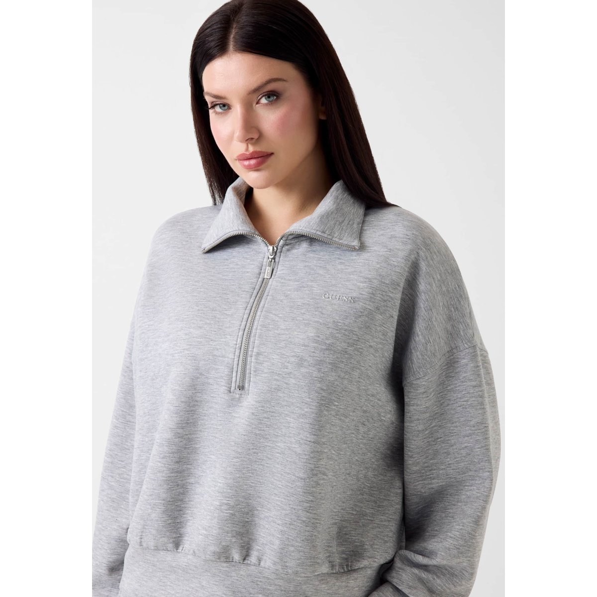Sweatshirt À Demi-Fermeture Éclair gris, GUESS