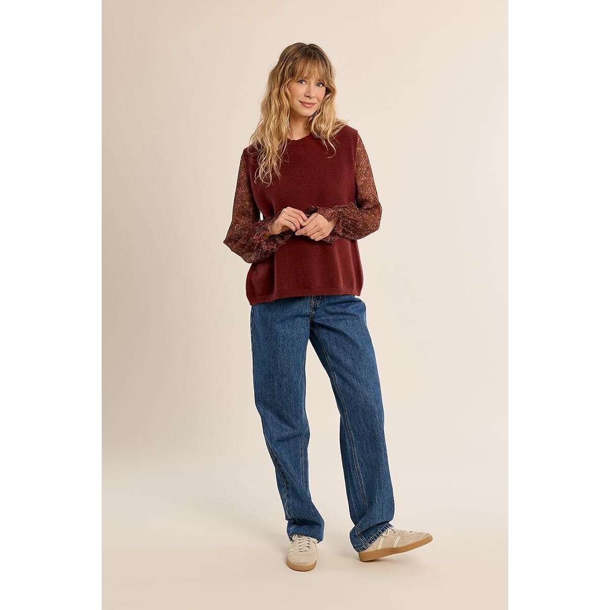 Pull sans manches col rond bordeaux, MOLLY BRACKEN