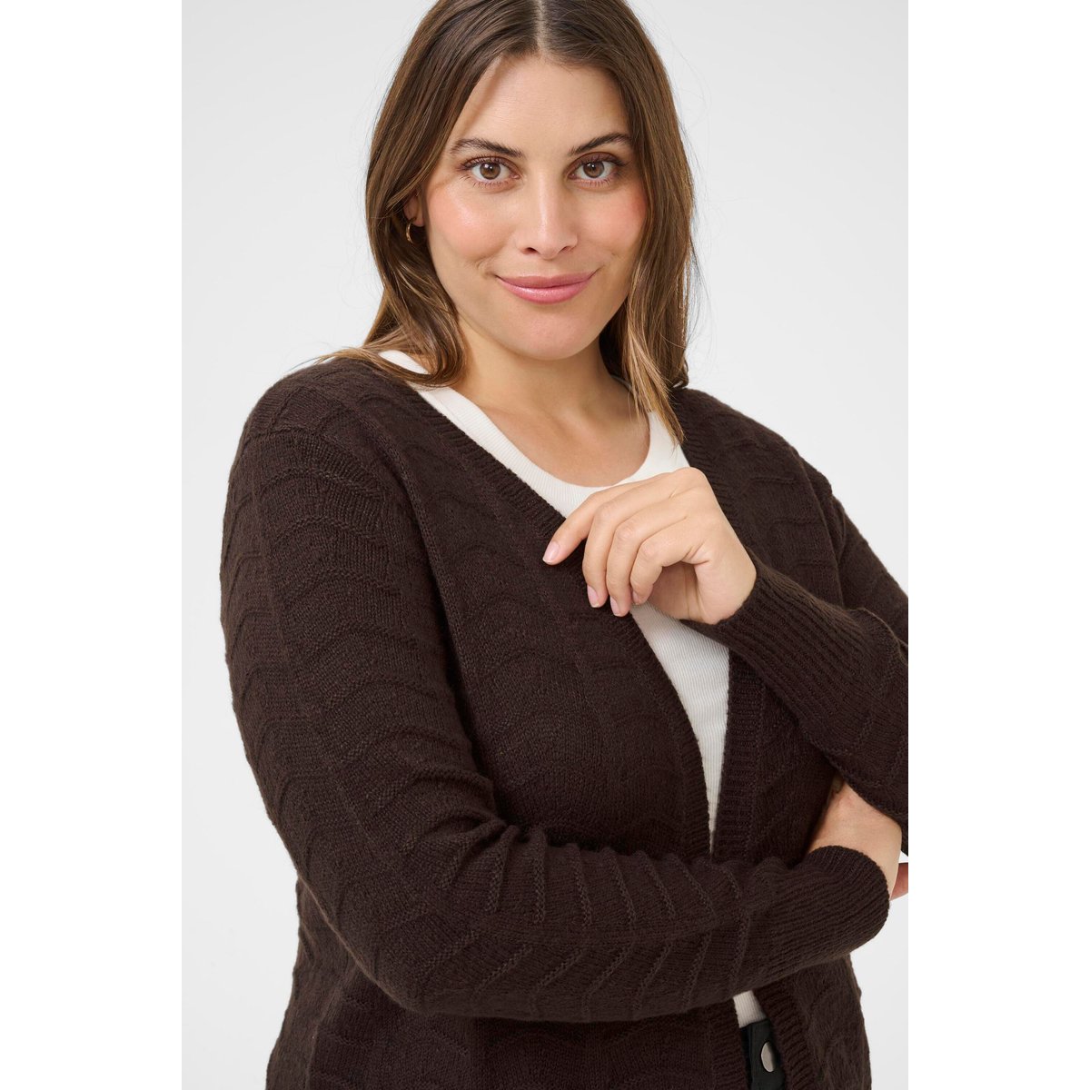 Cardigan à tricot marron black coffee, KAFFE CURVE