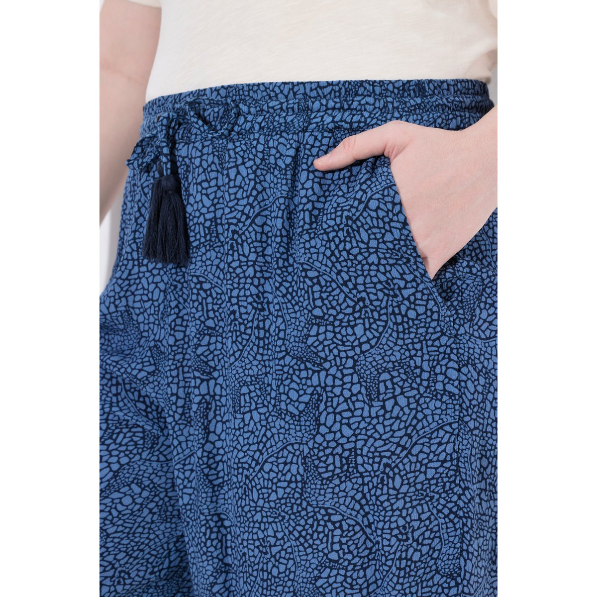 Bermuda à enfiler Rose, motif girafes marine, ULLA POPKEN