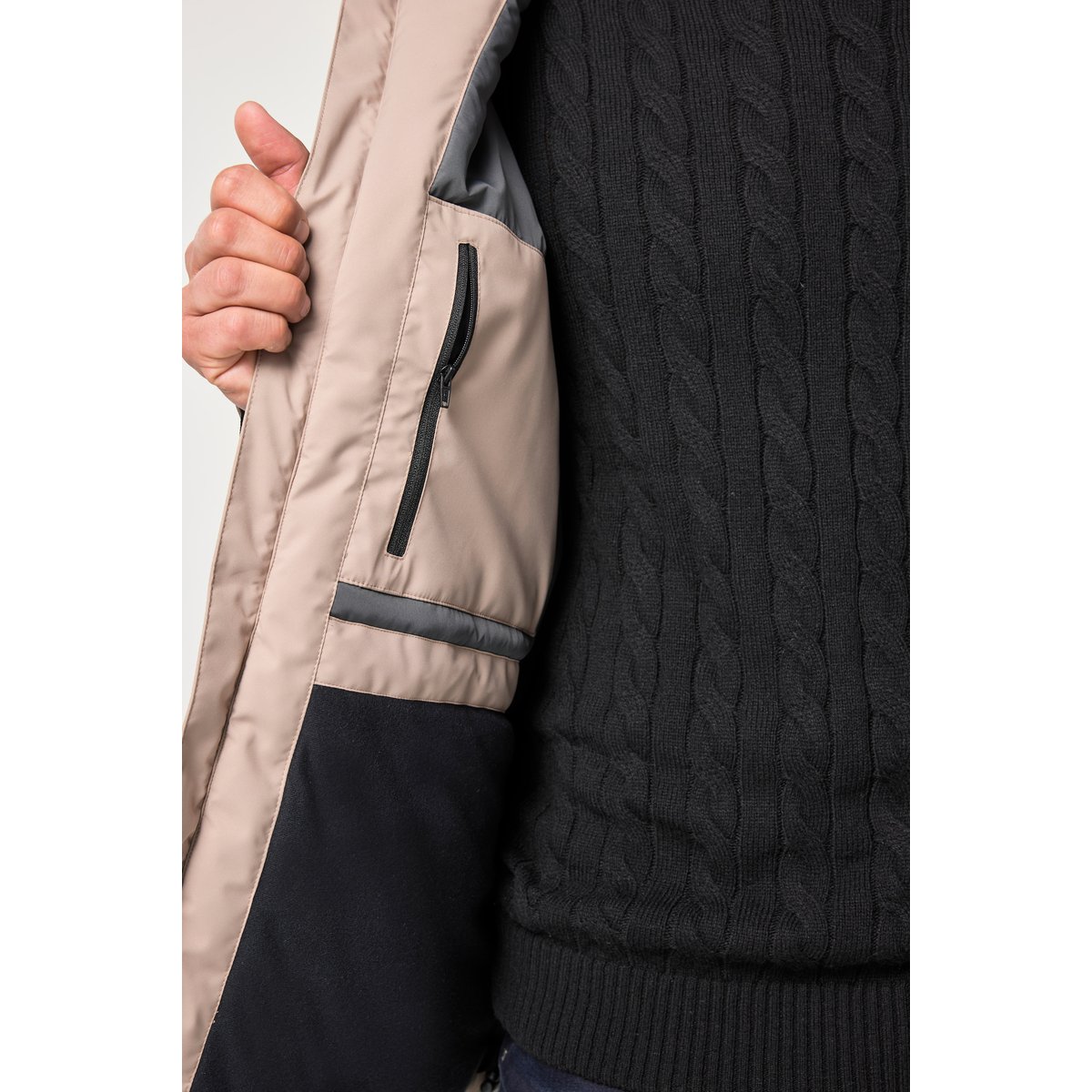 Veste technique imperméable, avec capuche mastic, JP1880