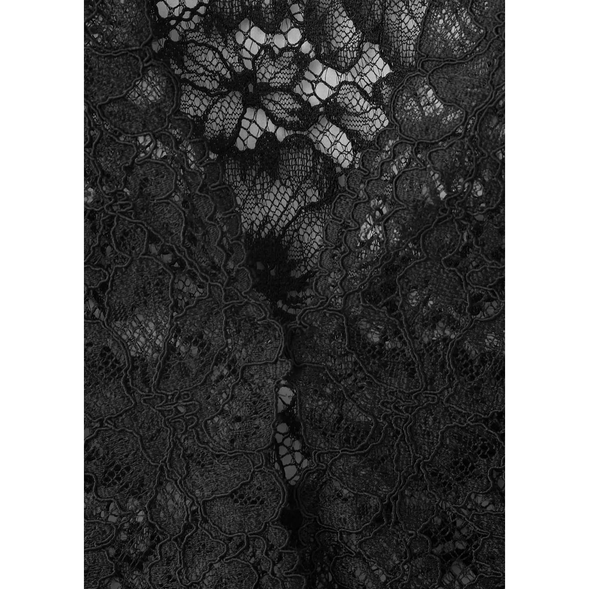 Blouse en dentelle à manches courtes noir, MANGO