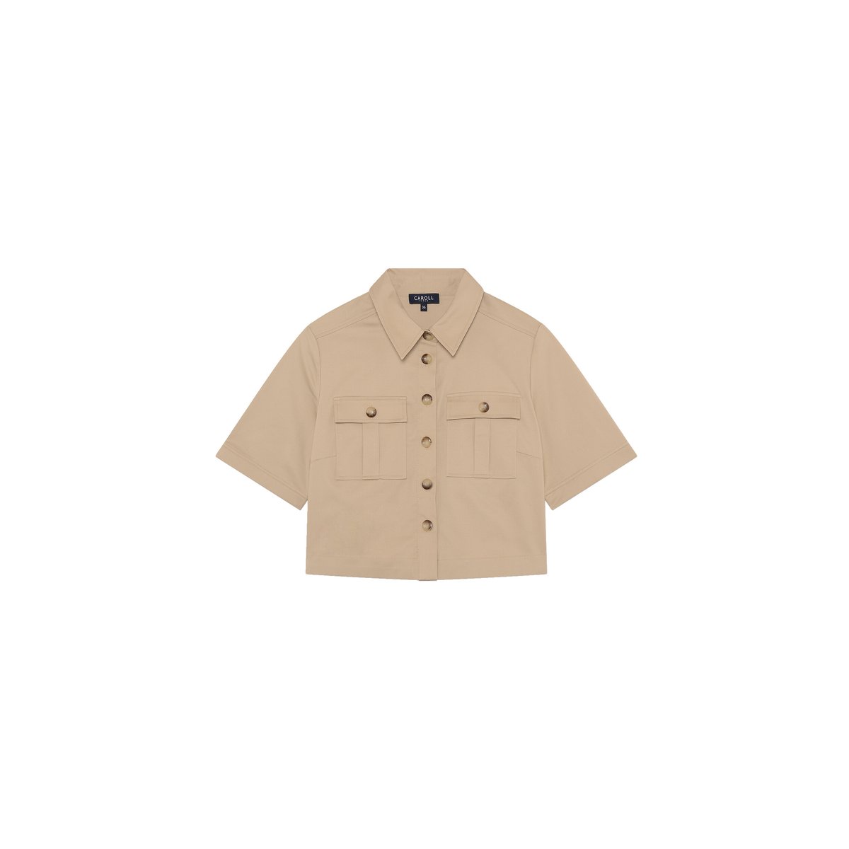 Chemise droite cropped CLEO taupe, CAROLL