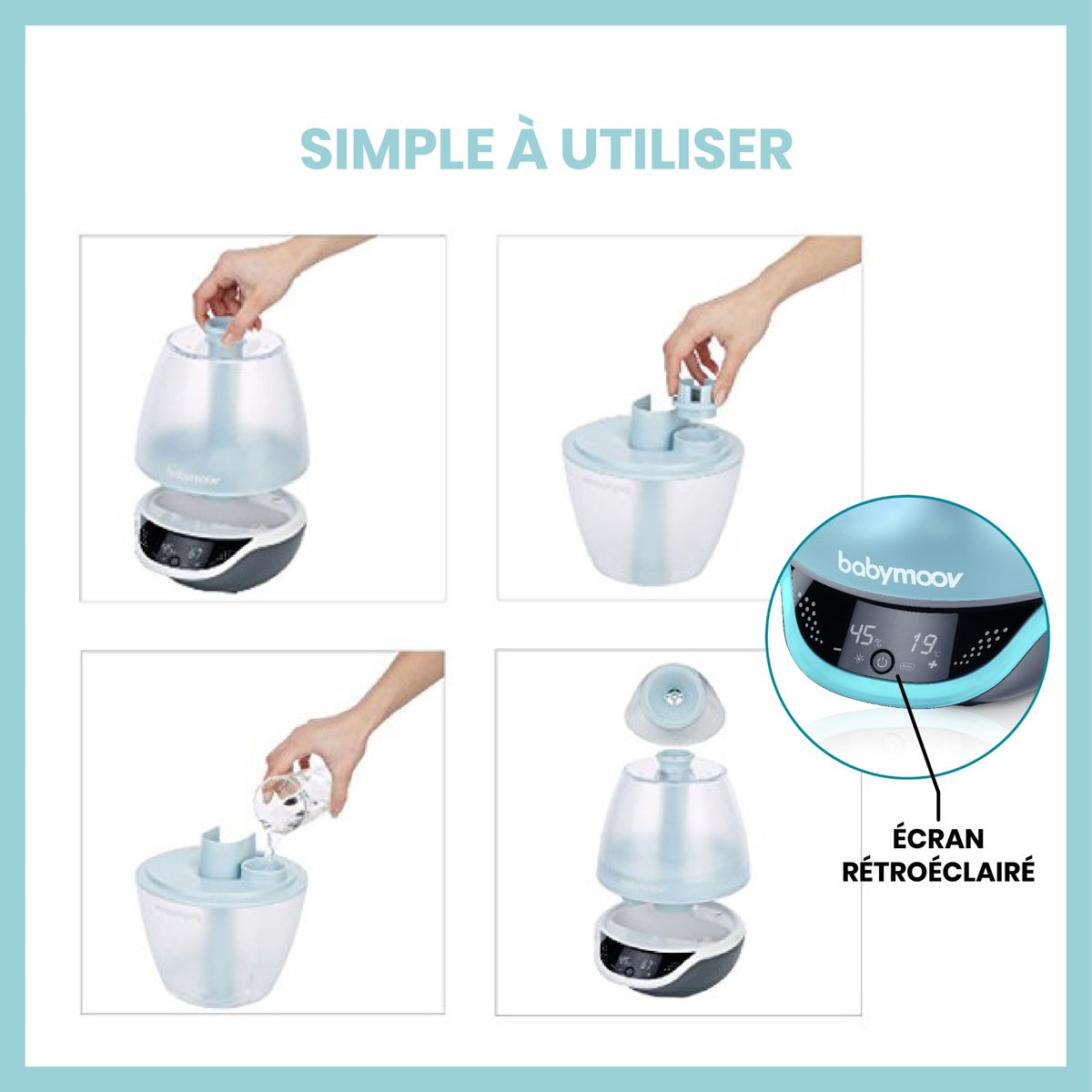 Humidificateur à vapeur froide hygro plus bleu, BABYMOOV