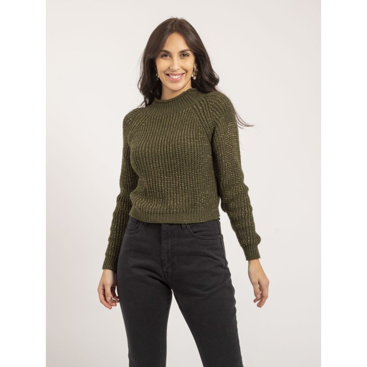 Pull Col Montant Fil textile Kampala kaki, DONA LISA