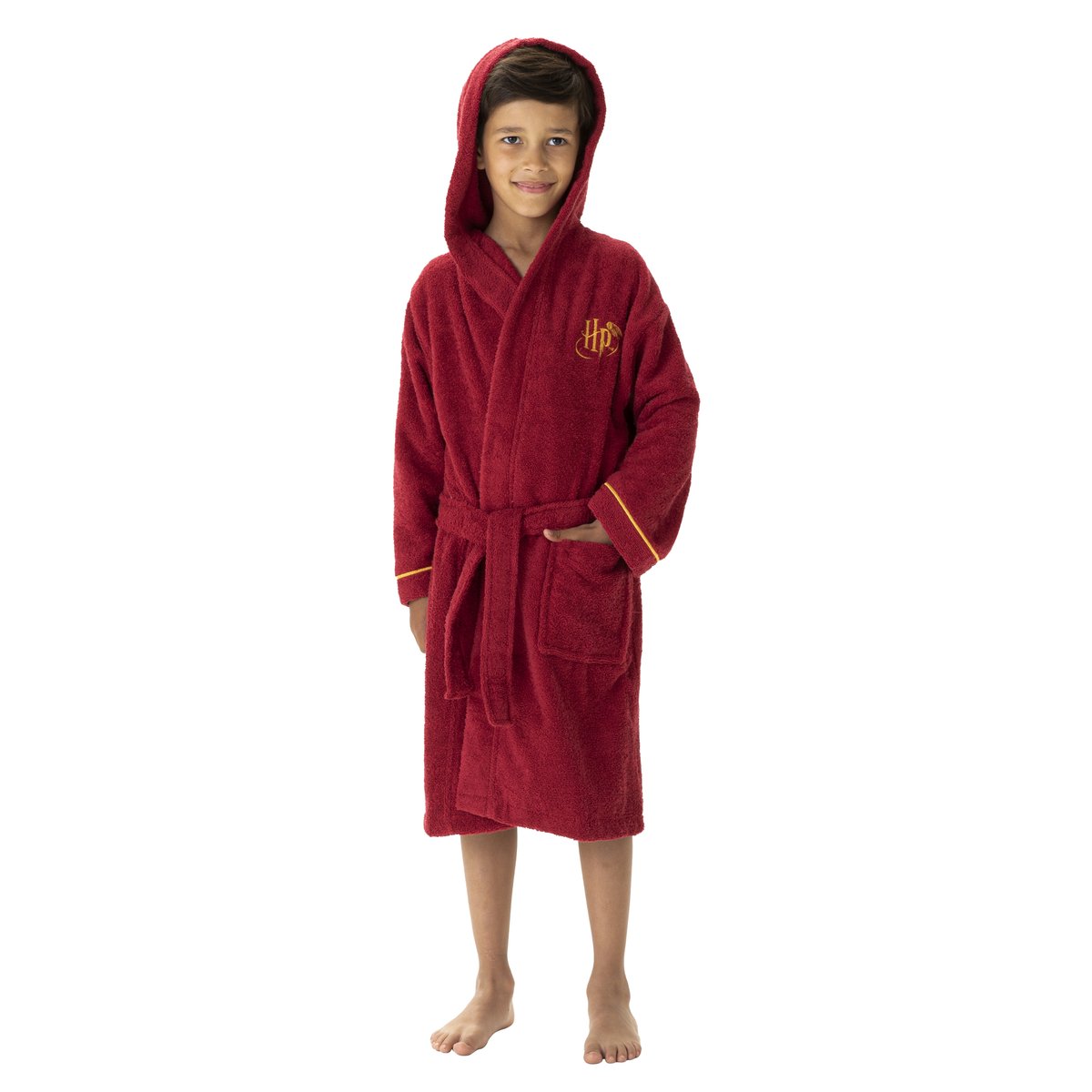 Peignoir enfant à capuche brodé 100% coton, RED rouge, HARRY POTTER