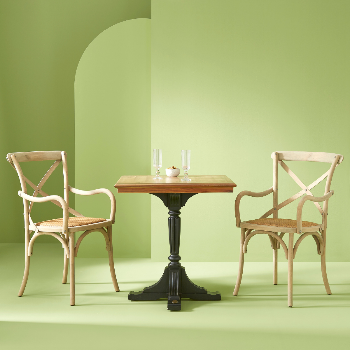Lot de 2 fauteuils bridge en bois massif et cannage L62 cm - BISTROT bois clair, SIGNATURE
