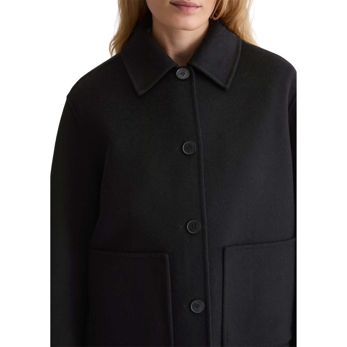 Veste chemise regular en double face de laine noble noir, MARC O'POLO