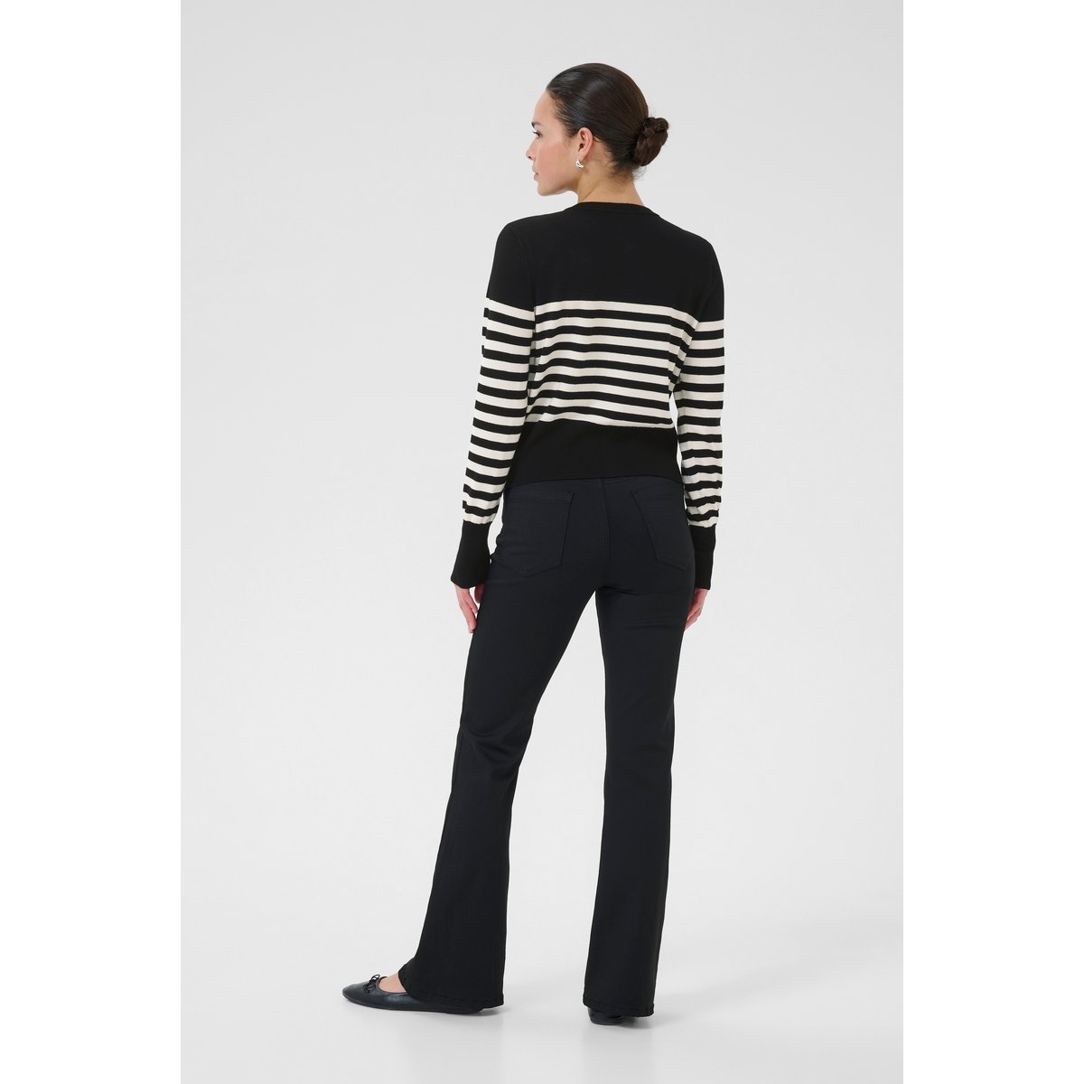 Cardigan à tricot noir blanc black/turtledove half stripe, KAFFE