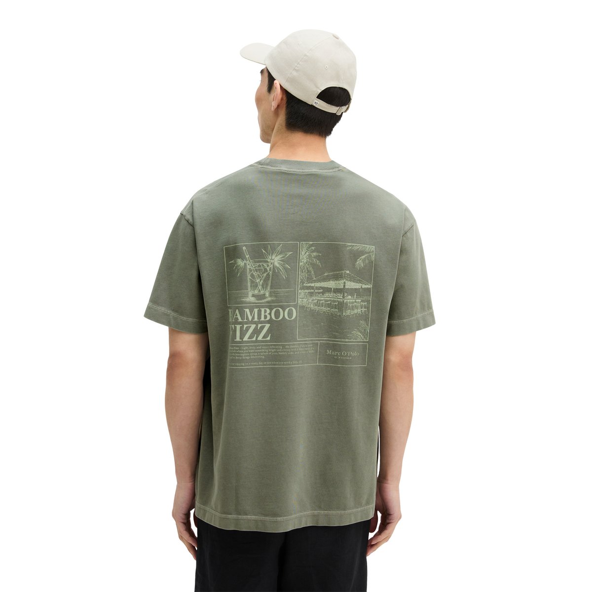 T-shirt loose avec un imprimé estival dans le dos gris foncé, MARC O'POLO